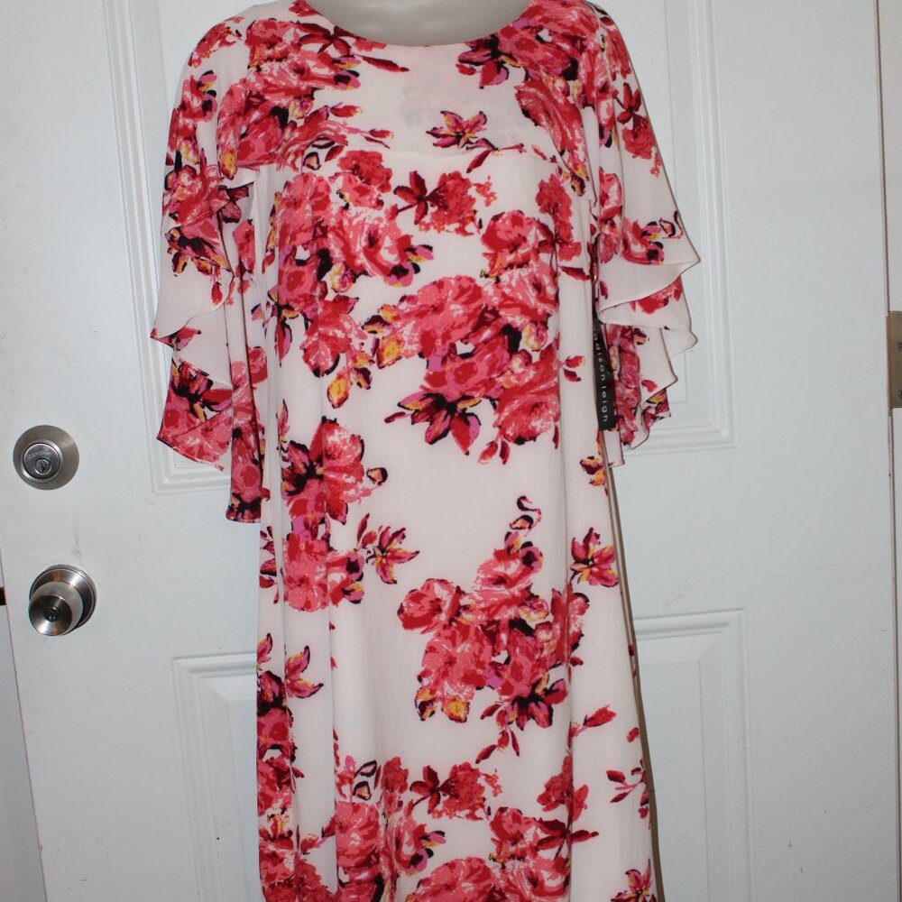 Madison Leigh Ivory and Coral Floral Dress Women's Size 10 New with Tags - Picture 3 of 7